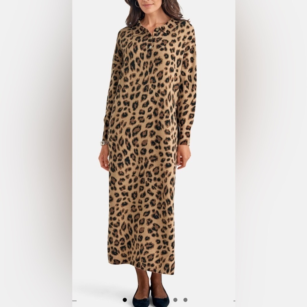 Leopard Print Robe  Cozy house  Full Zipper Two Pockets Lounger Wear Size 2